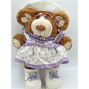 Furskins Bear Lila Claire Vtg 1985 Purple Dress Boots Xavier Roberts 14.5” Plush